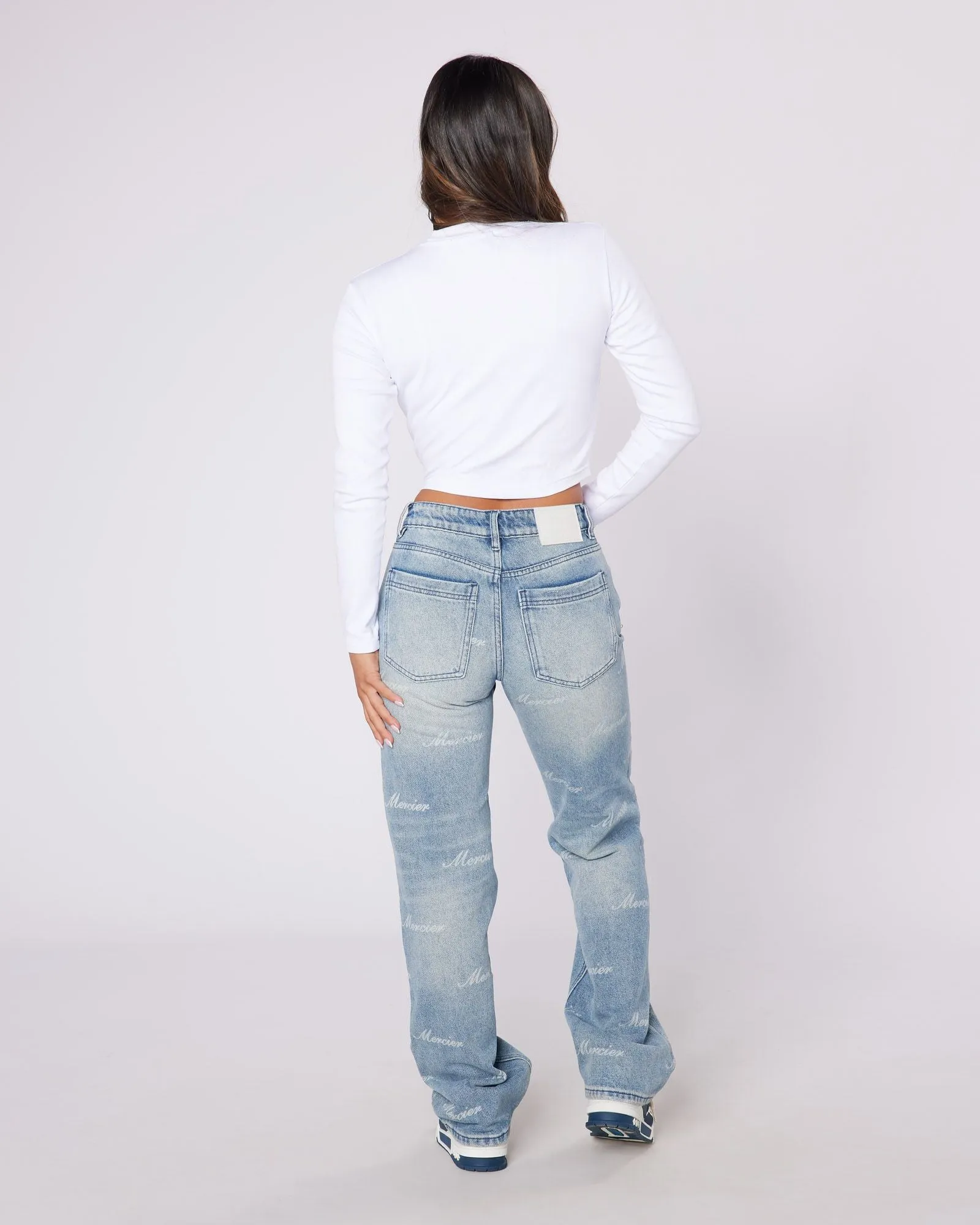Womens Script Denim Jeans