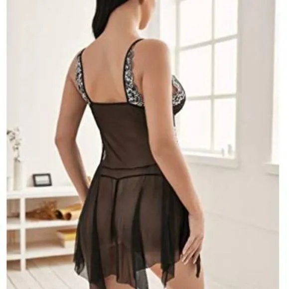 Women's Sexy V Neck Open Front Lingerie Sleepwear