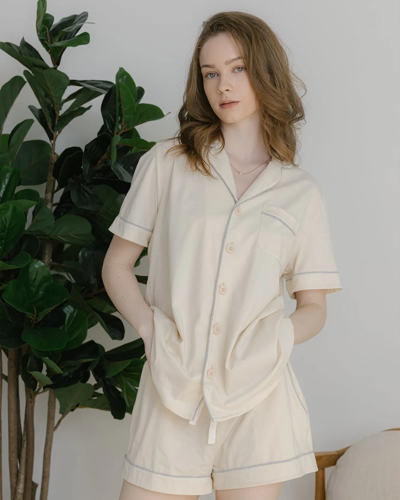 Women's Short-sleeved Loungewear Set (Pack of 2, top & bottom)