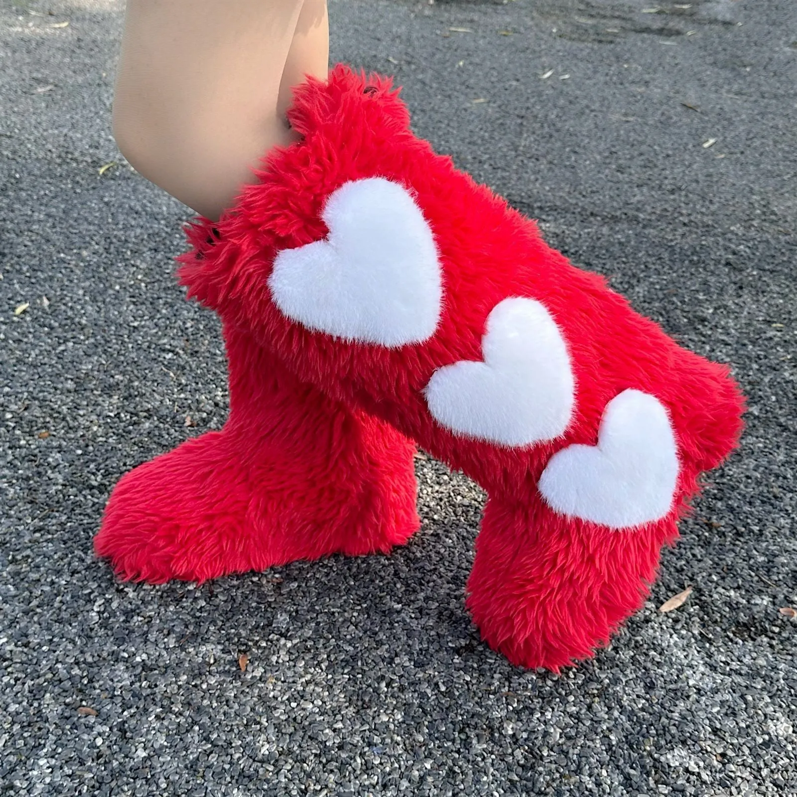 Women's Thick Fleece-Lined Warm Love Snow Boots.