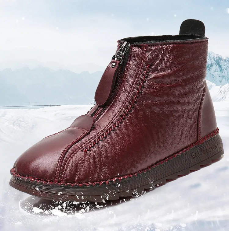 Women's Waterproof Warm Leather Boots