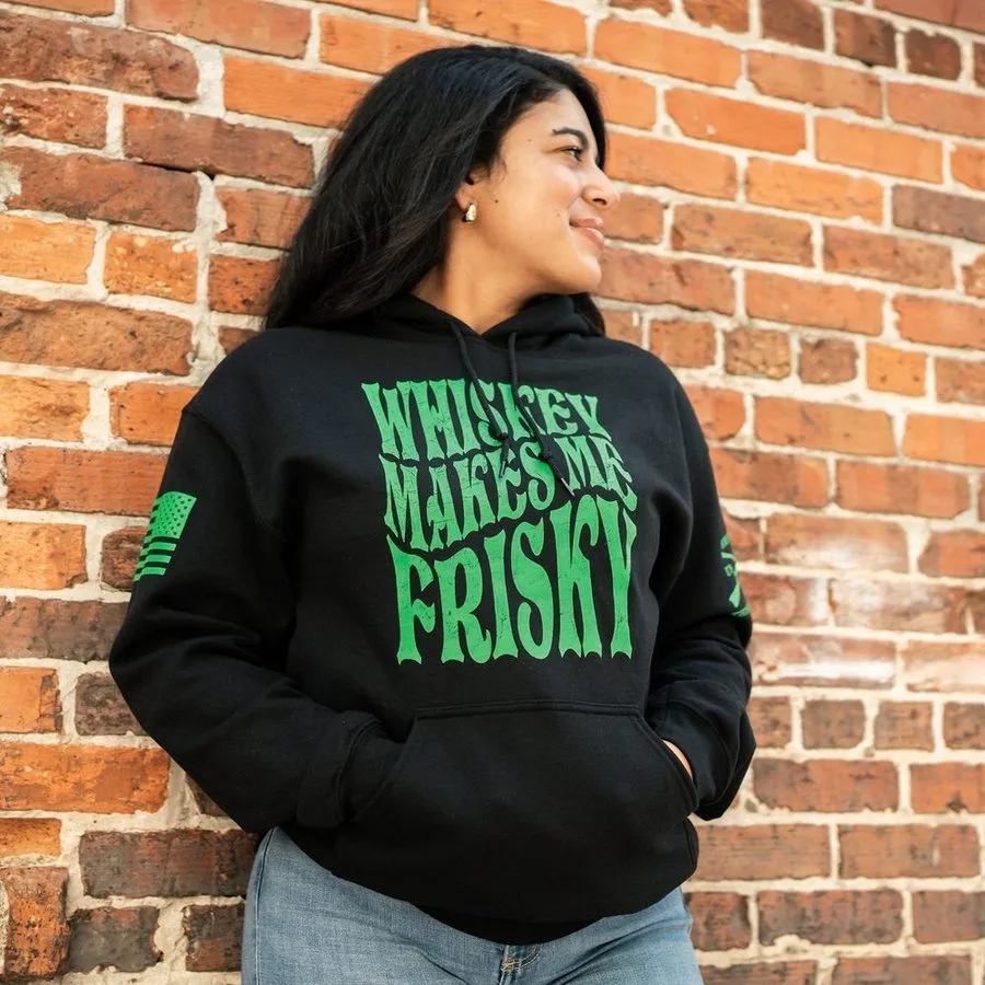 Women's Whiskey Makes Me Frisky Hoodie - Black