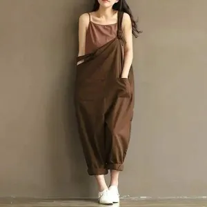 Women's Wide Leg Suspender Jumpsuit