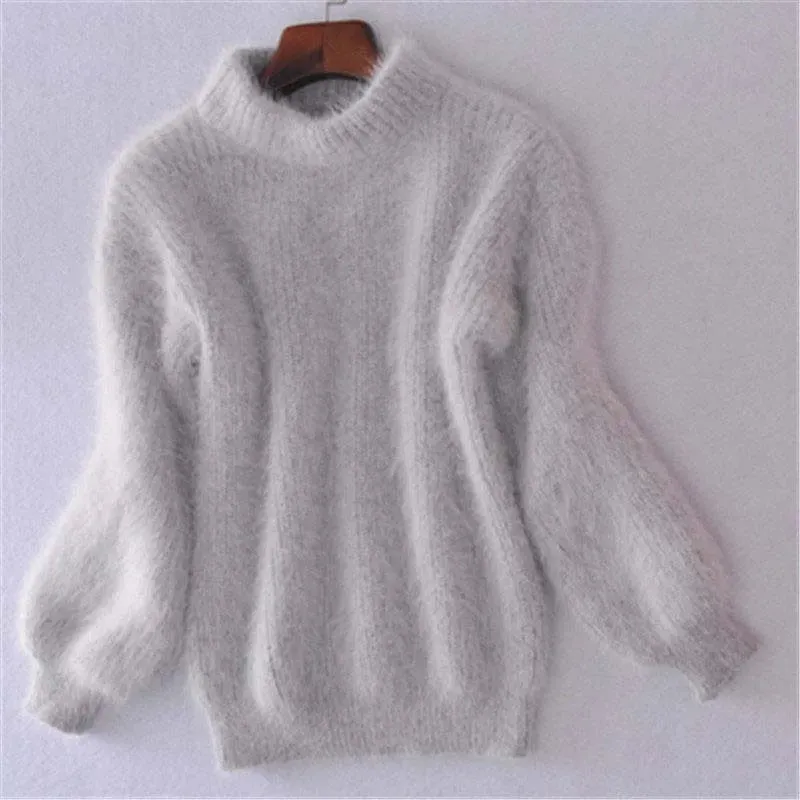 Women's Winter Loose Fuzzy Fluffy Sweater Winter Premium Blend Warm Pullover Sweater