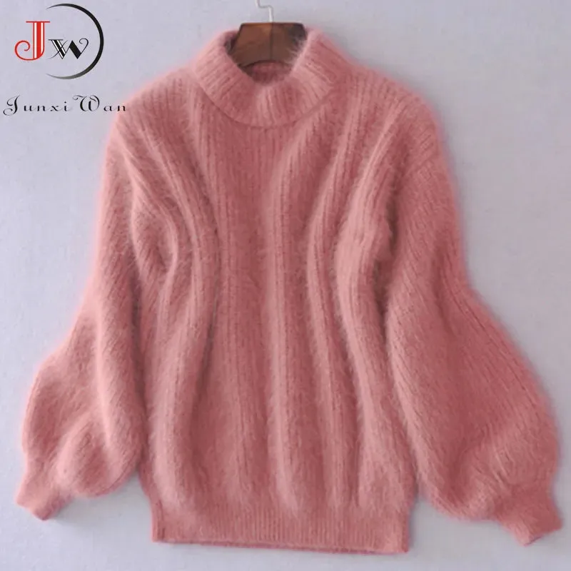 Women's Winter Loose Fuzzy Fluffy Sweater Winter Premium Blend Warm Pullover Sweater