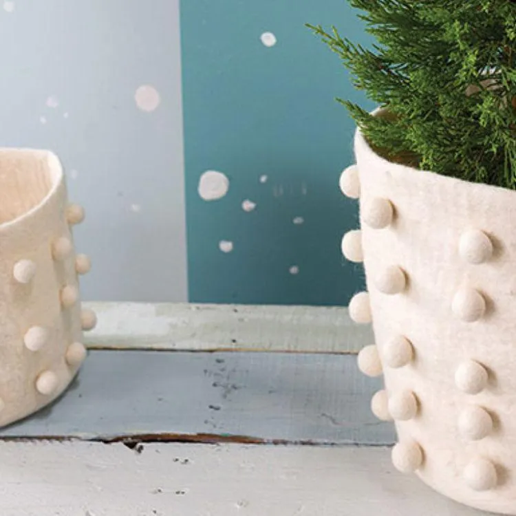 Wool Felt Pom Pom Pot Covers