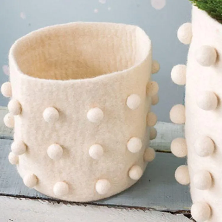 Wool Felt Pom Pom Pot Covers
