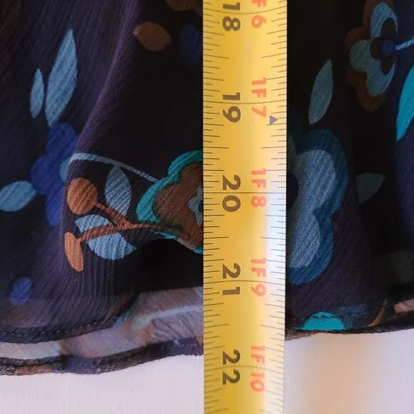 Worth Women's Silk Multi-Level Ruffled Navy Floral Skirt