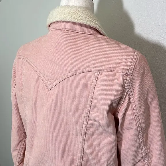 Wrangler Women's Retro Sherpa Lined Pink Corduroy Jacket Size Medium