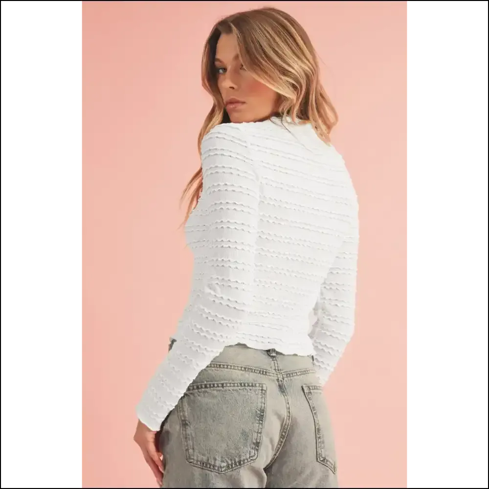 Wrinkle Release: Chic White Crinkle Jacquard Slim Fit Top  😜 Needful Things