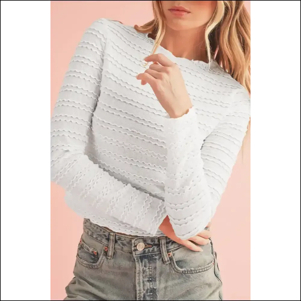 Wrinkle Release: Chic White Crinkle Jacquard Slim Fit Top  😜 Needful Things