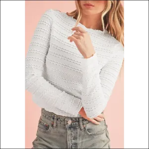 Wrinkle Release: Chic White Crinkle Jacquard Slim Fit Top  😜 Needful Things