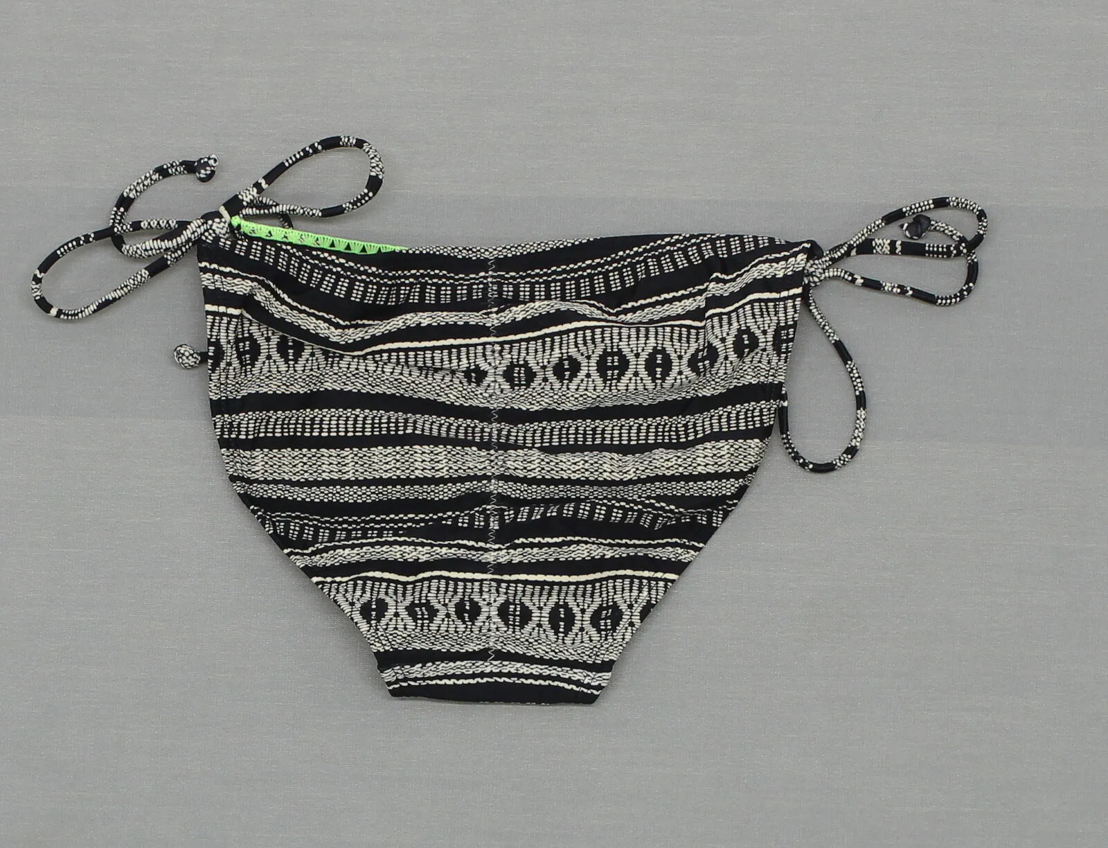 Xhilaration Tribal String Bikini Bottom with Top Edge Embroidery Black XS