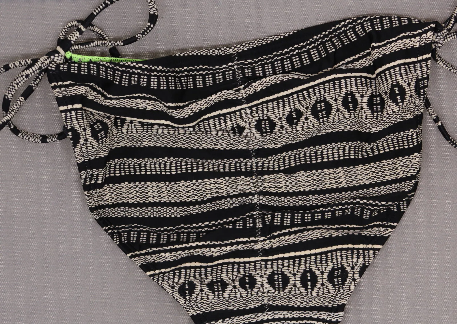 Xhilaration Tribal String Bikini Bottom with Top Edge Embroidery Black XS