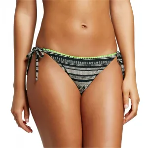 Xhilaration Tribal String Bikini Bottom with Top Edge Embroidery Black XS