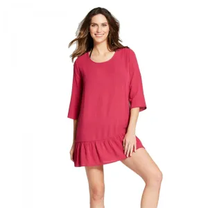Xhilaration Women's 3/4 Sleeve Tassel Back Swim Cover Up Dress
