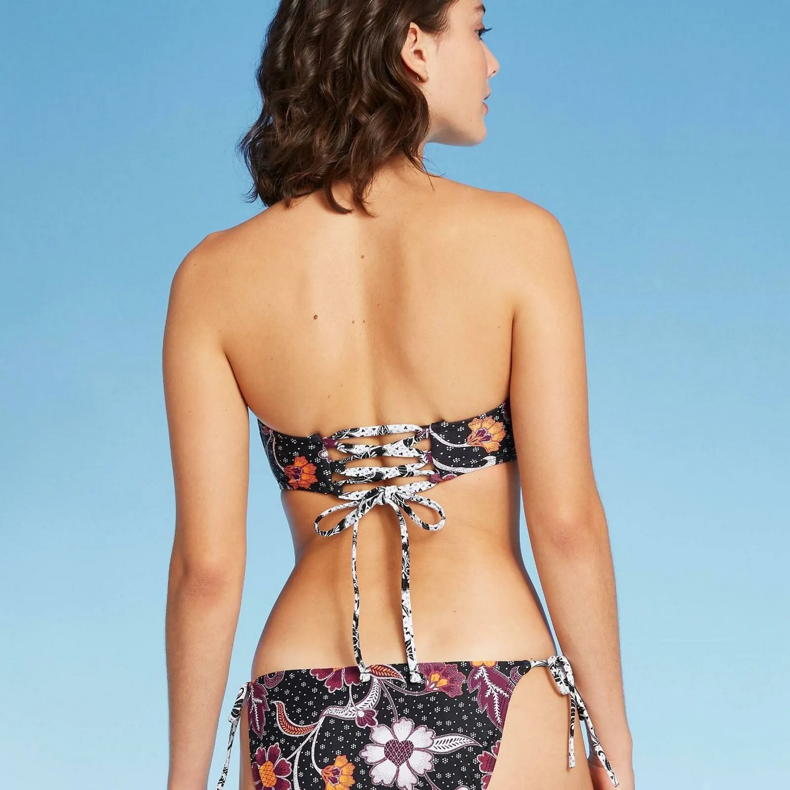 Xhilaration Women's Embroidered Bandeau Bikini Top