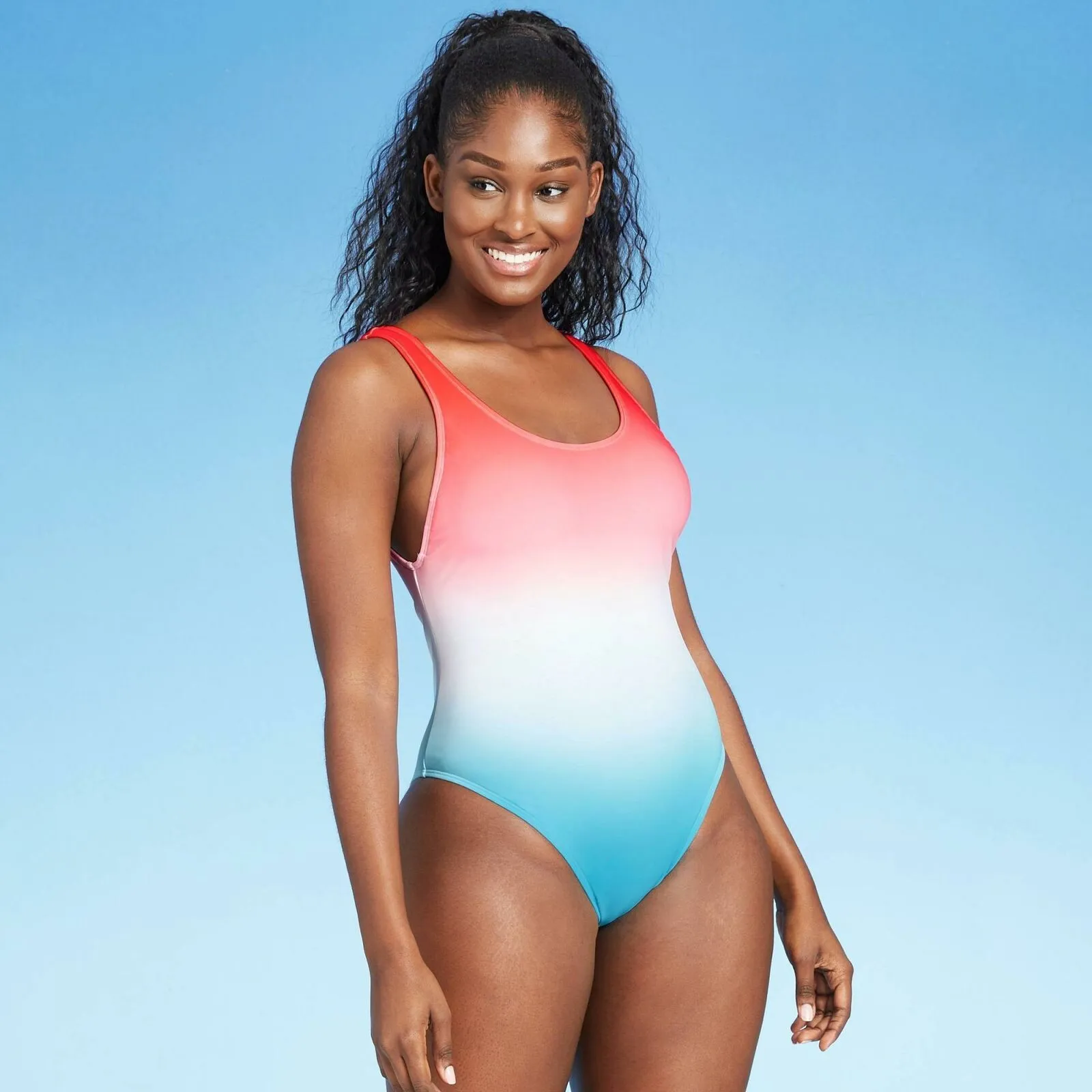 Xhilaration Women's Ombre Cheeky One-Piece Swimsuit Multicolor Medium
