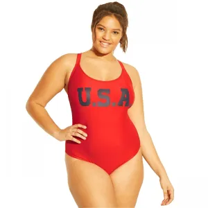 Xhilaration Women's Plus Size USA Scoop Back One Piece Swimsuit