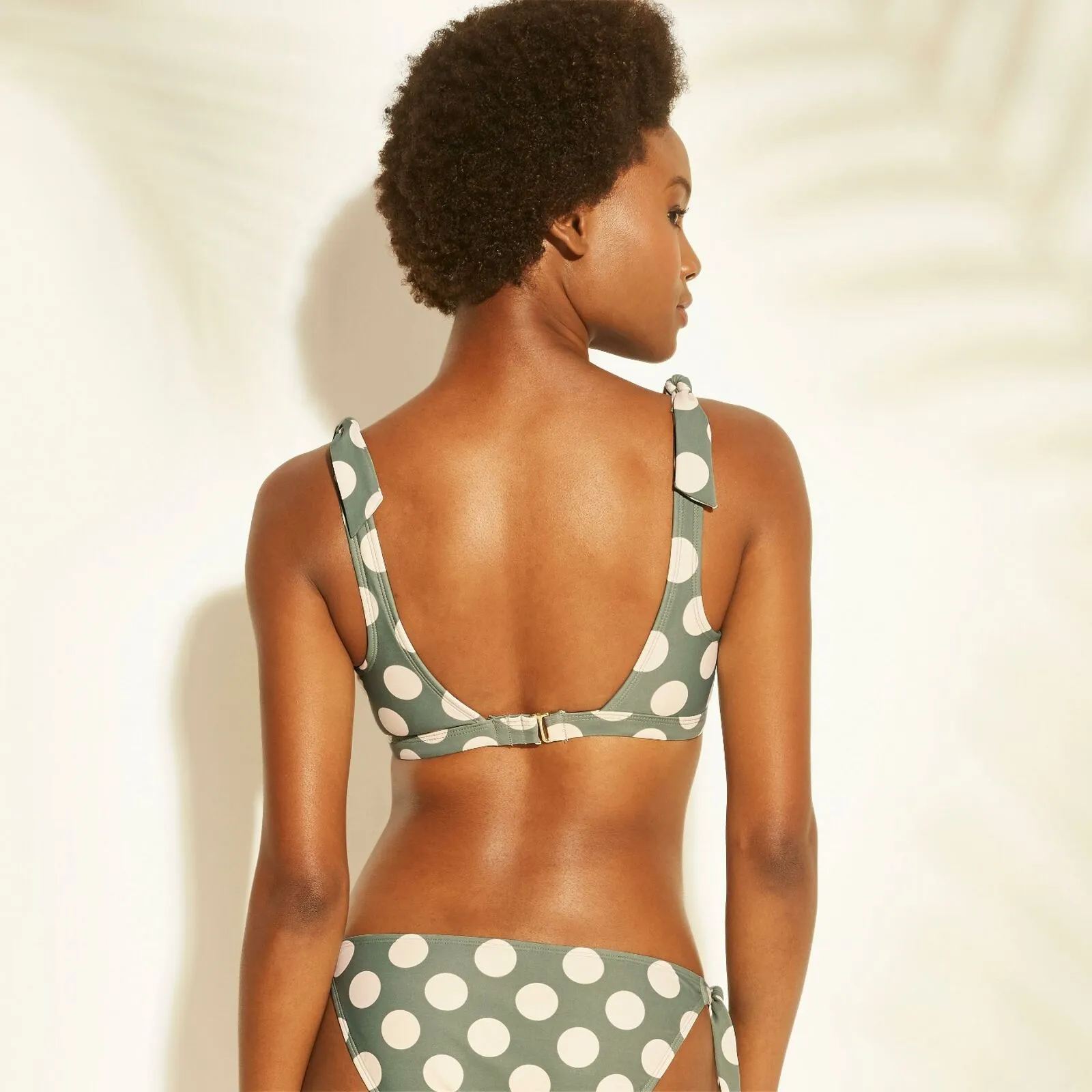 Xhilaration Women's Polka Dot Shoulder Tie Bralette Bikini Top