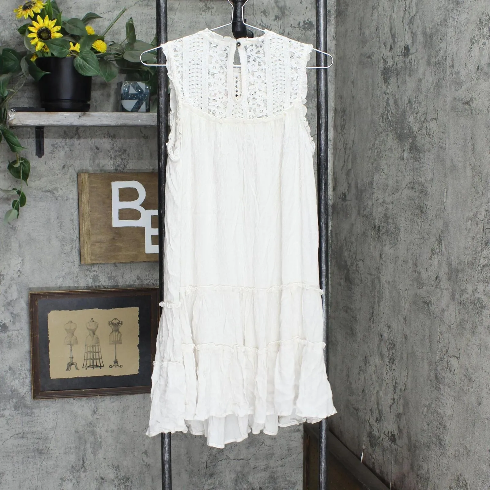 Xhilaration Women's Sleeveless Lace Detail Tiered Shift Dress JTD1324DXQ