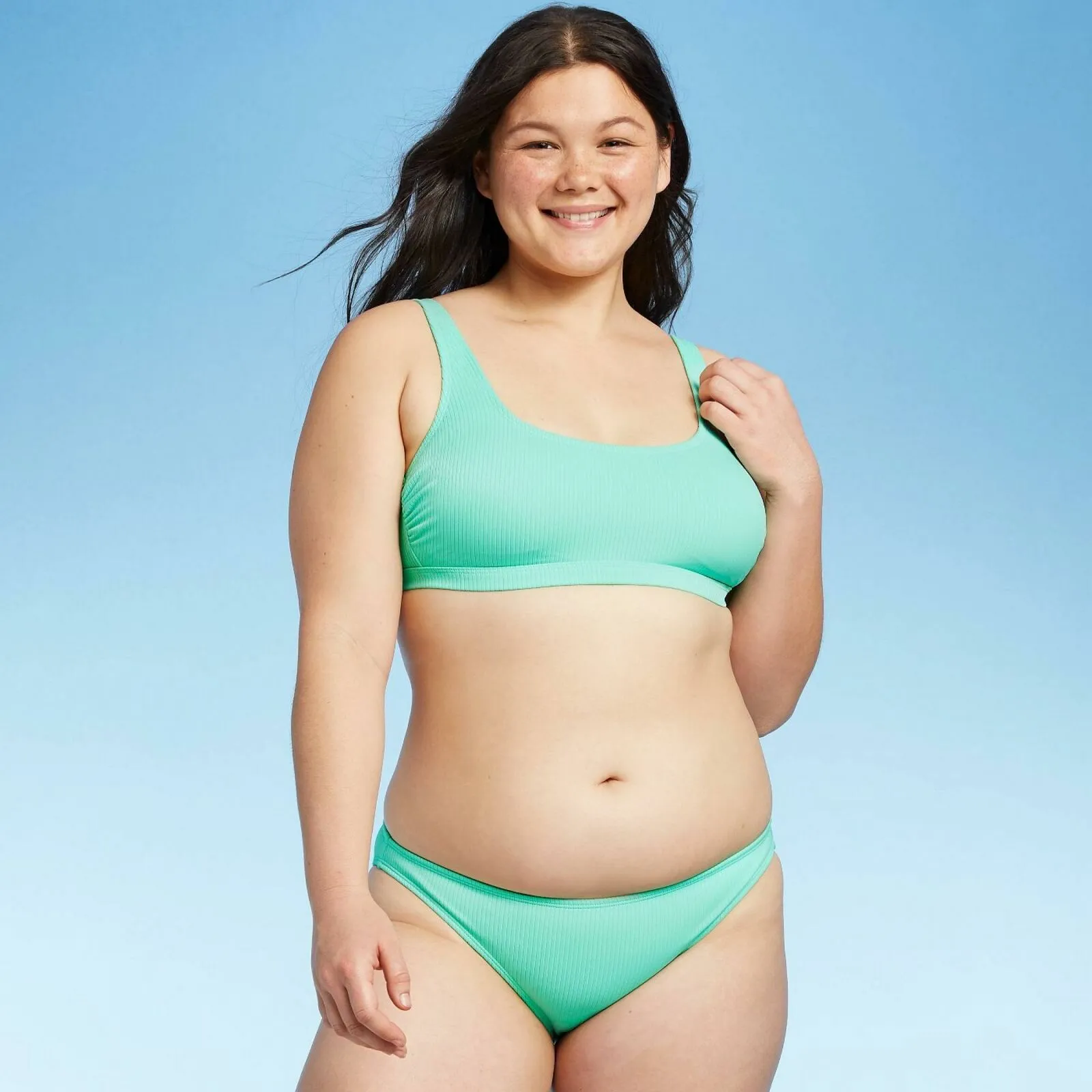 Xhilaration Women's Sustainably Made Ribbed Cheeky Bikini Bottom