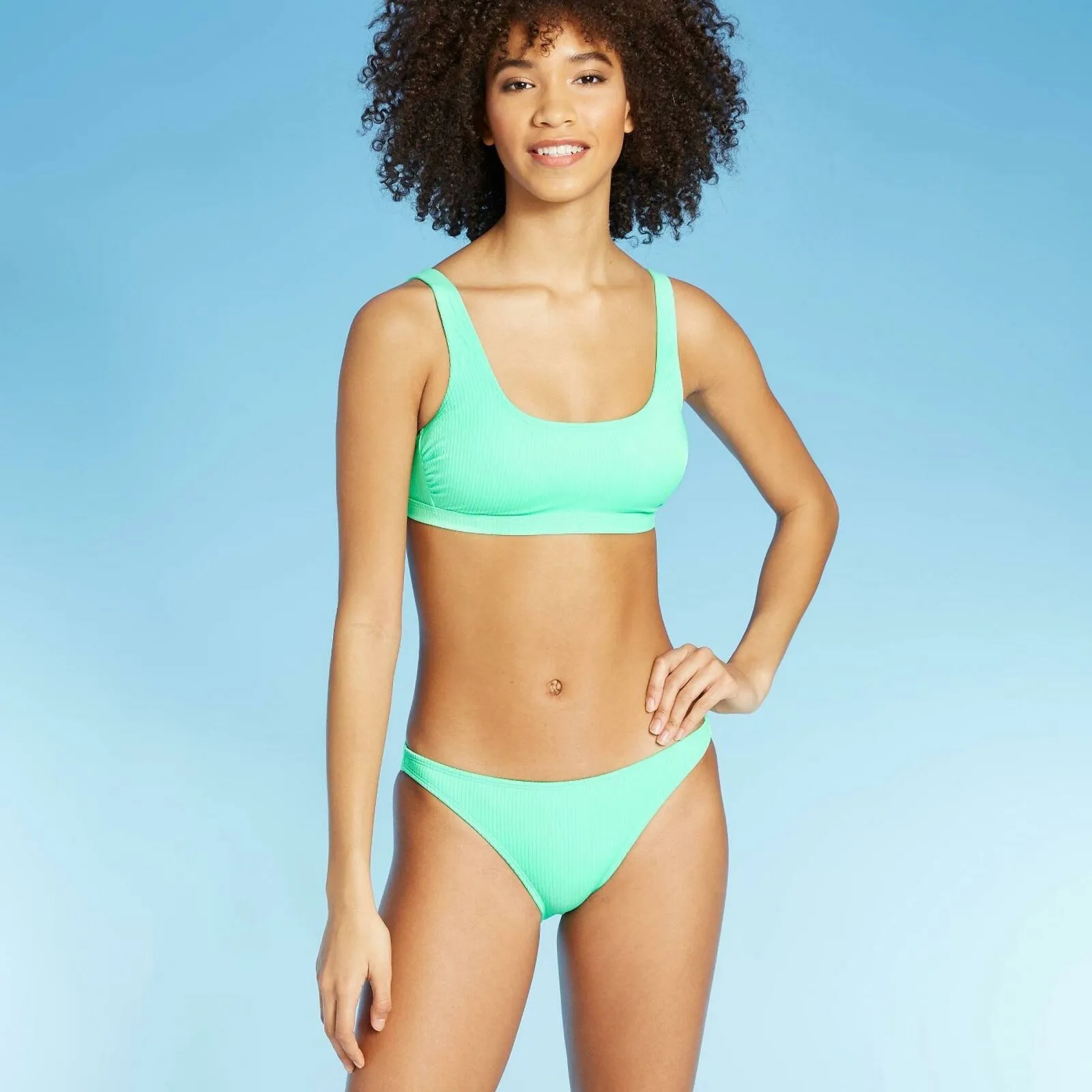 Xhilaration Women's Sustainably Made Ribbed Cheeky Bikini Bottom
