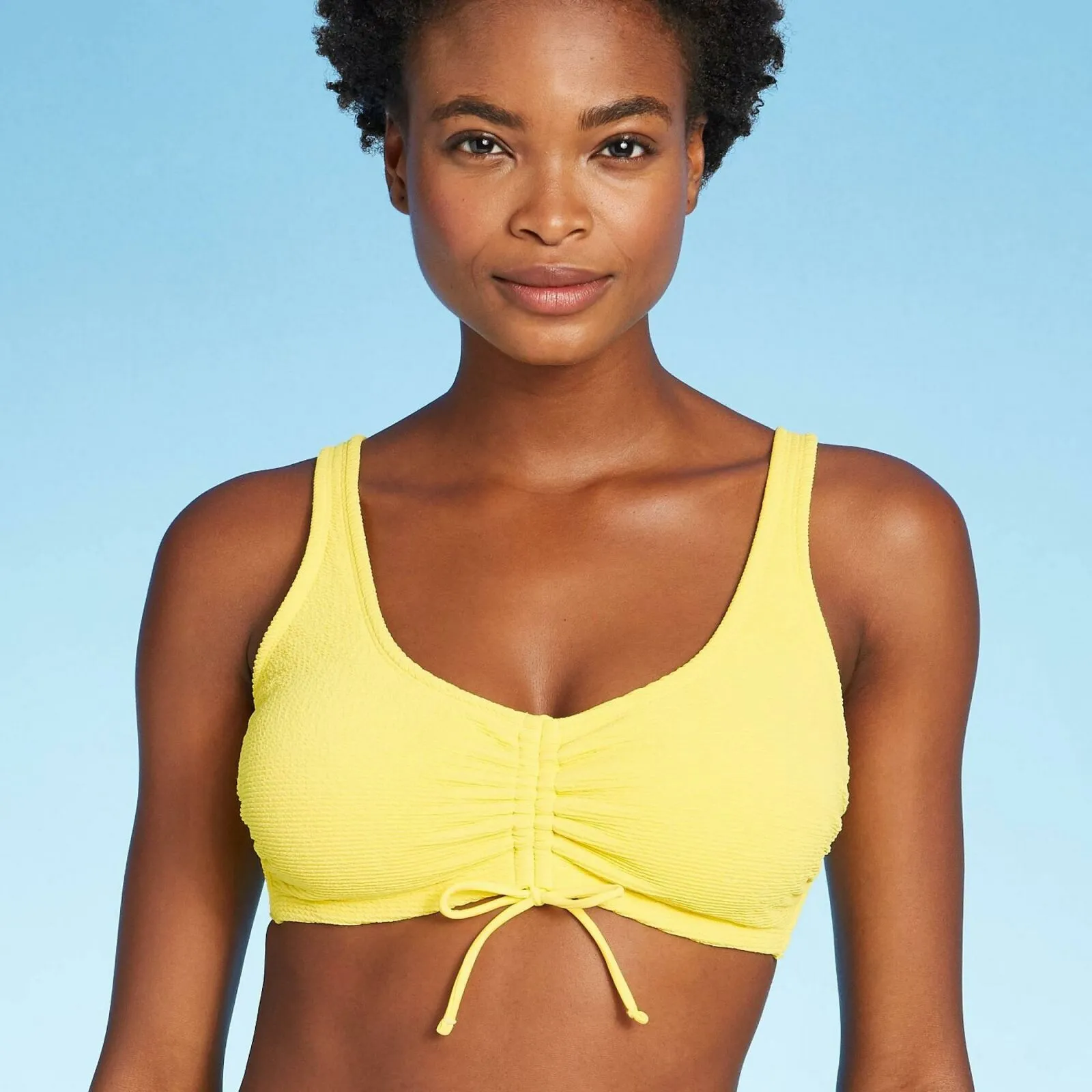 Xhilaration Women's Textured Cinch Front Bralette Bikini Top