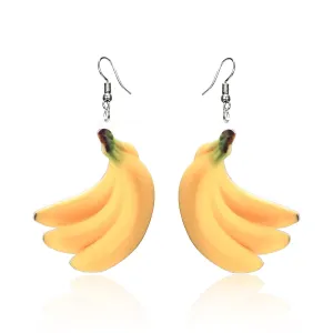 Yellow Acrylic & Silver-Plated Banana Drop Earrings