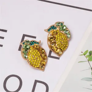 Yellow Crystal & Cubic Zirconia Lemon Stud Earrings