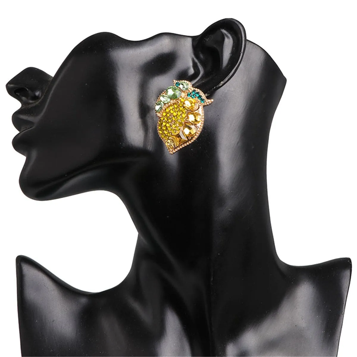 Yellow Crystal & Cubic Zirconia Lemon Stud Earrings