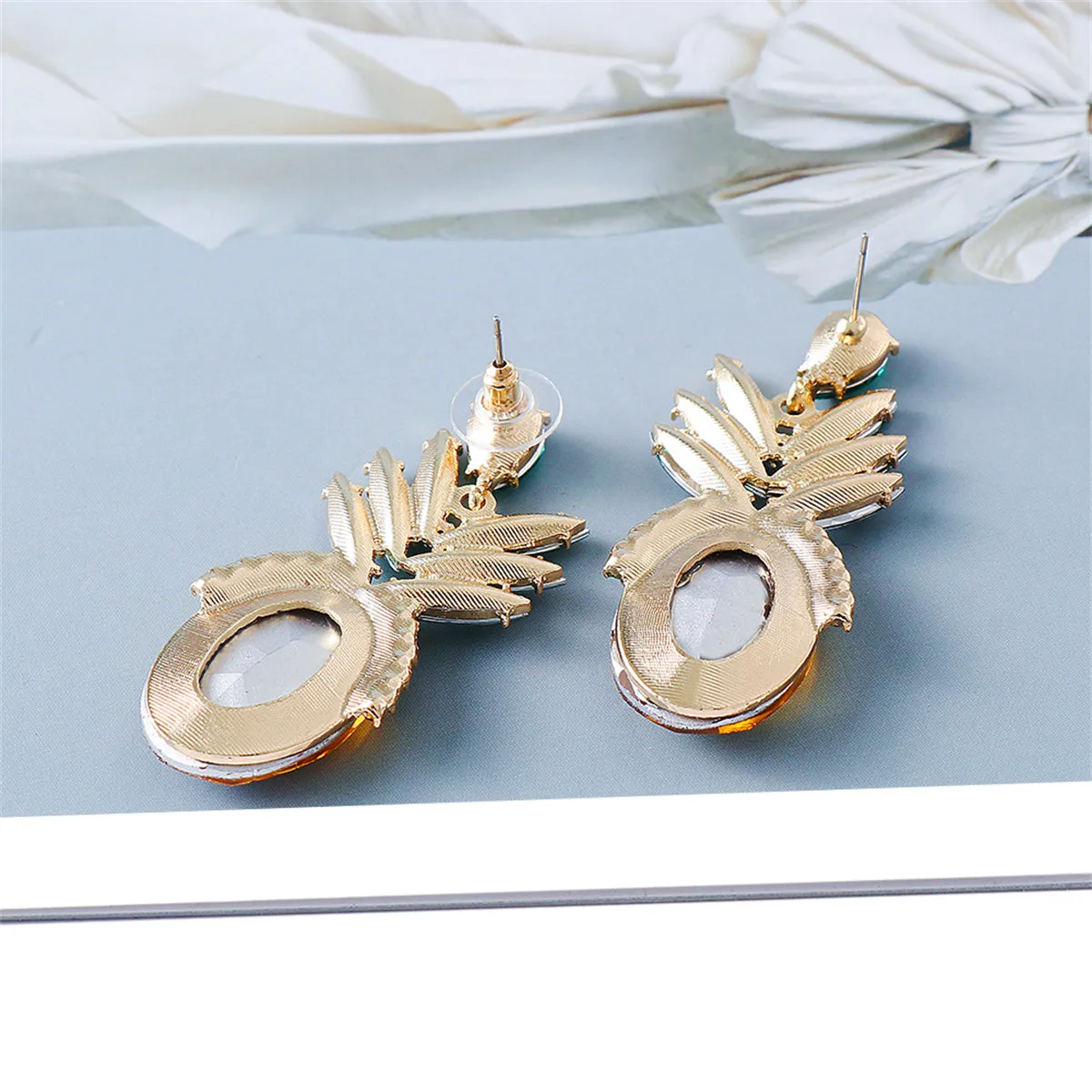 Yellow Crystal & Cubic Zirconia Pineapple Drop Earrings