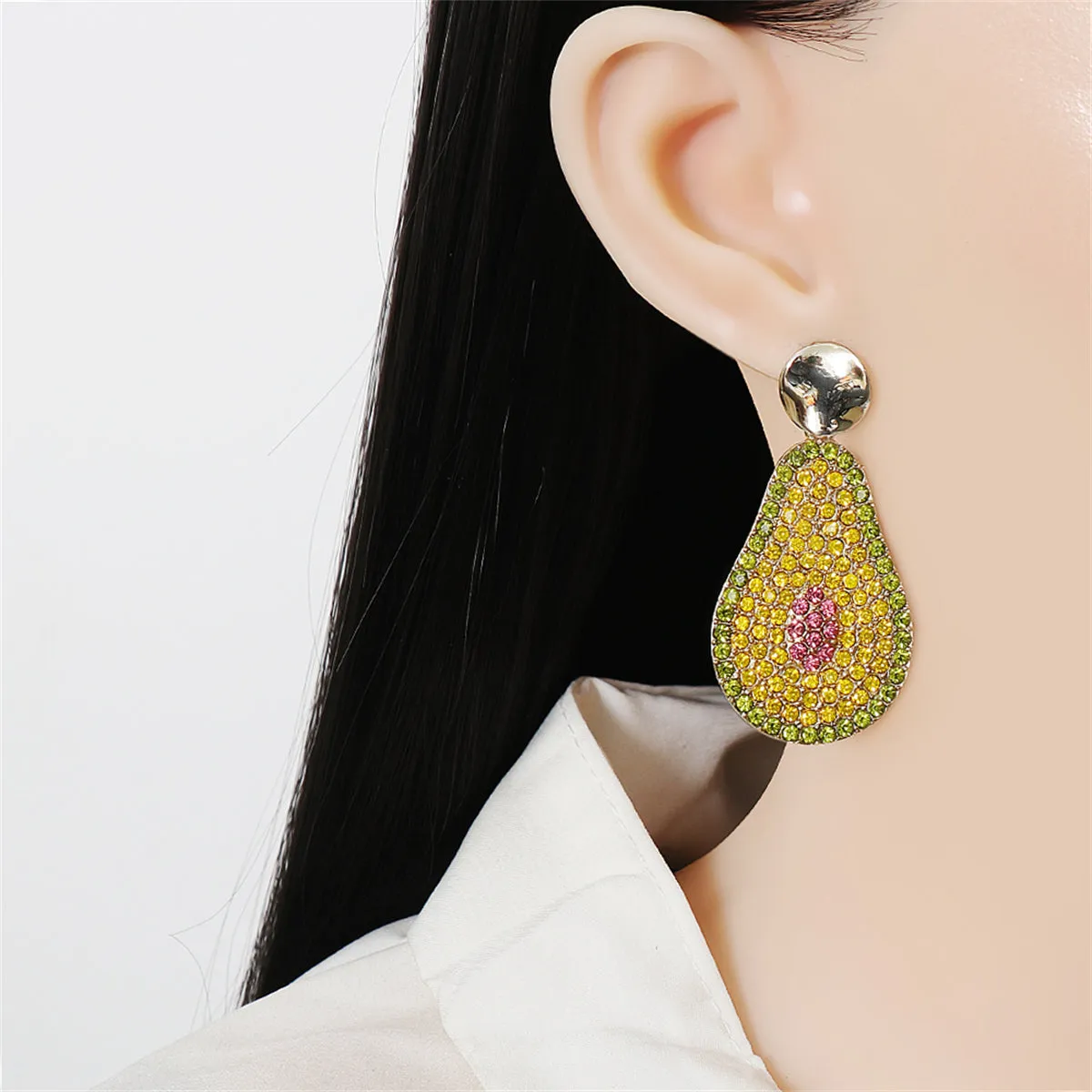 Yellow Cubic Zirconia & 18K Gold-Plated Pear Drop Earrings