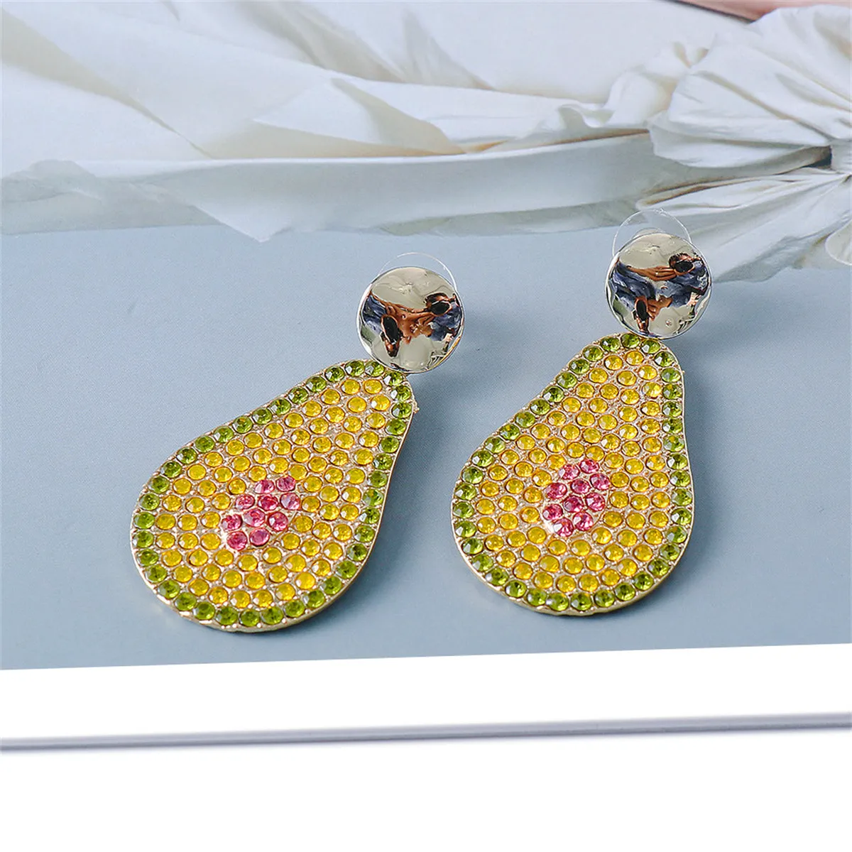 Yellow Cubic Zirconia & 18K Gold-Plated Pear Drop Earrings