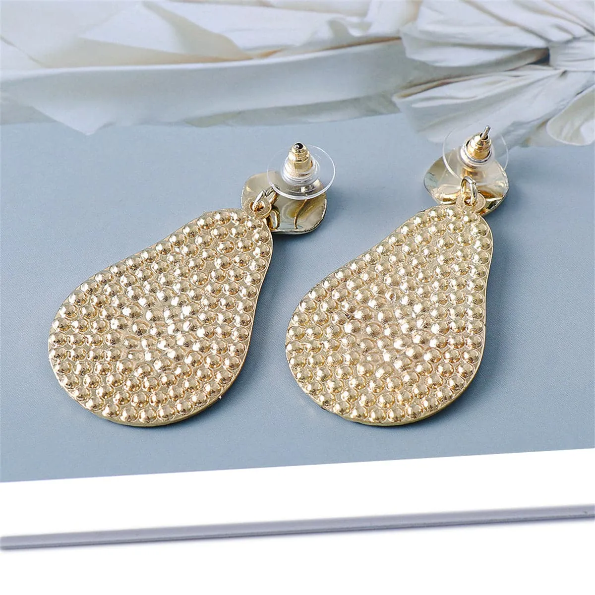 Yellow Cubic Zirconia & 18K Gold-Plated Pear Drop Earrings