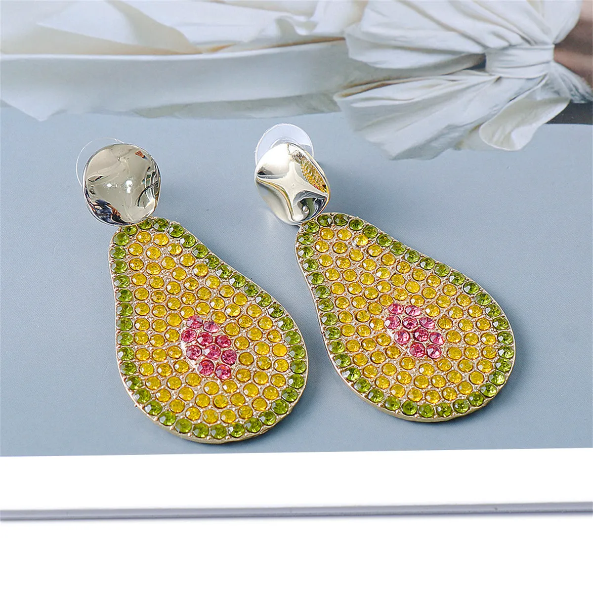 Yellow Cubic Zirconia & 18K Gold-Plated Pear Drop Earrings