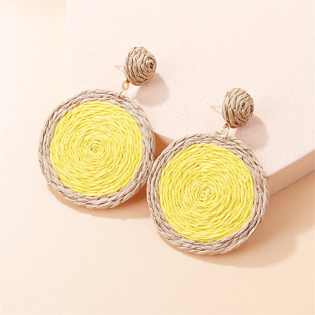 Yellow Raffia & 18K Gold-Plated Vortex Round Drop Earrings