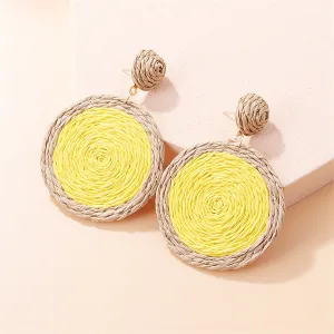 Yellow Raffia & 18K Gold-Plated Vortex Round Drop Earrings