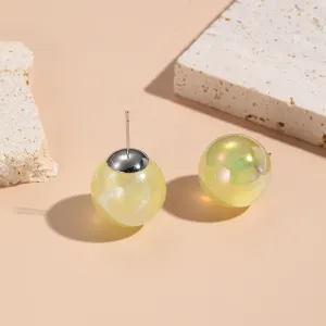 Yellow Resin & Silver-Plated Round Stud Earrings