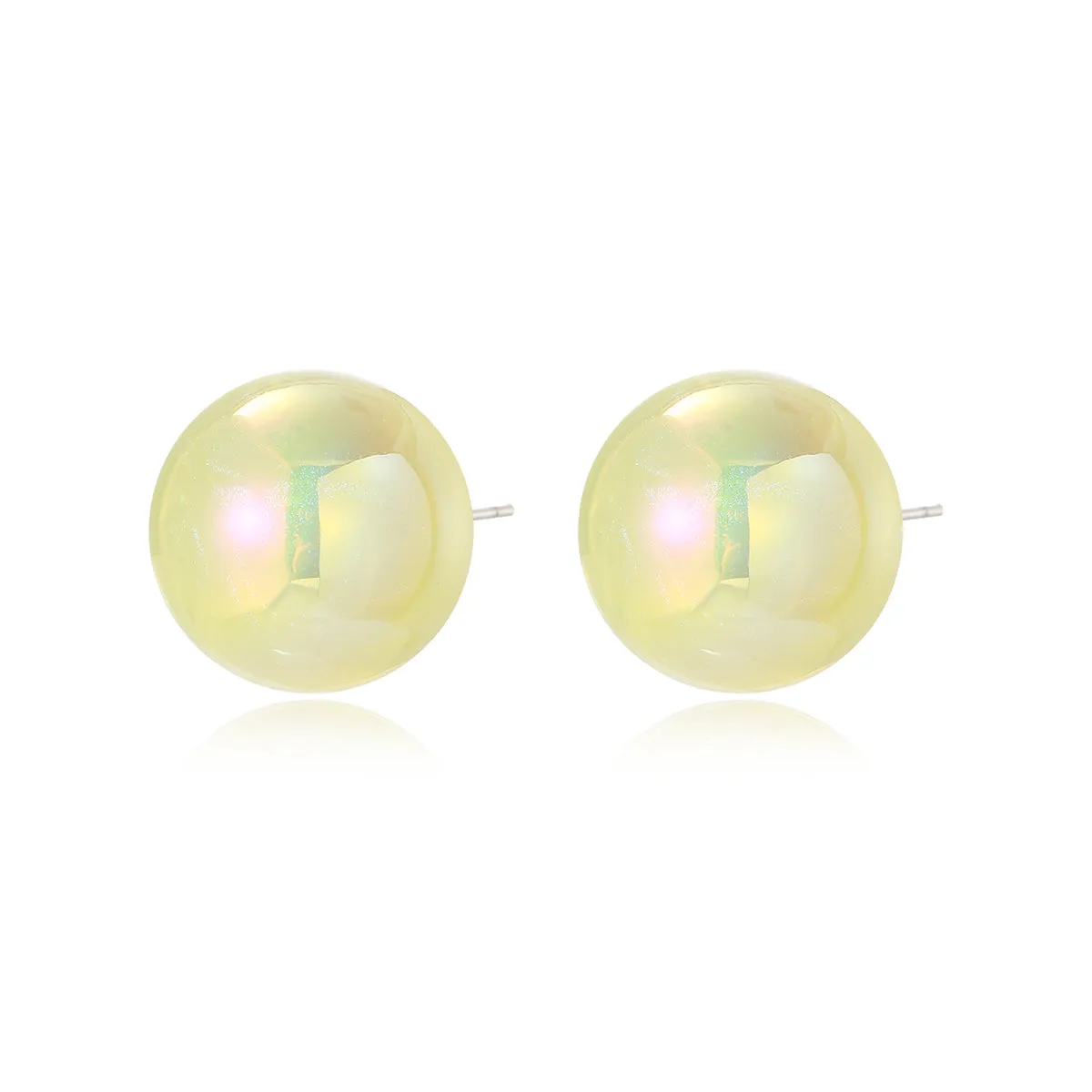 Yellow Resin & Silver-Plated Round Stud Earrings