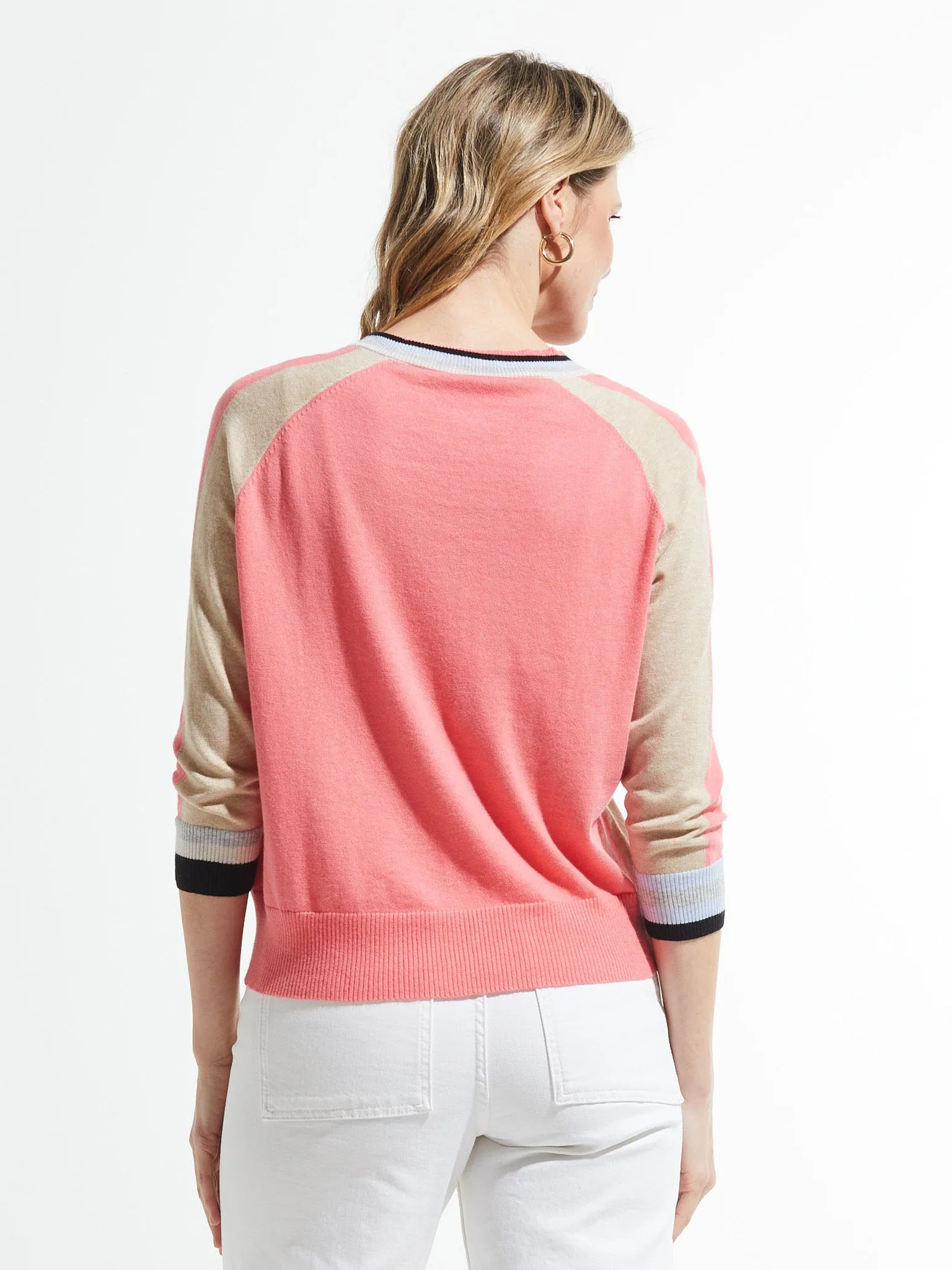 Zaket and Plover Strip Trim Cardi