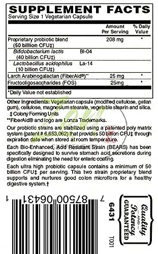 Zen Supplements - Colon Health 50 Billion CFU Probiotic with Acidophilus & Bifido Shelf Stable Strains for Gut & Digestive Health, in Delayed Release VegCaps 30-Vegcaps