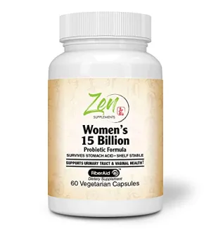 Zen Supplements - Womens 15 Billion Multi-Probiotic - Supports Urinary and Vaginal Health with Lactobacilli & Bifado Blended Strains Survives Stomach Acid, Shelf Stable 60-Vegcaps