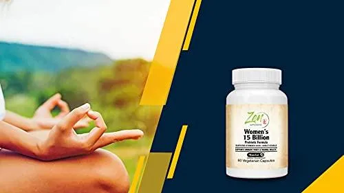 Zen Supplements - Womens 15 Billion Multi-Probiotic - Supports Urinary and Vaginal Health with Lactobacilli & Bifado Blended Strains Survives Stomach Acid, Shelf Stable 60-Vegcaps
